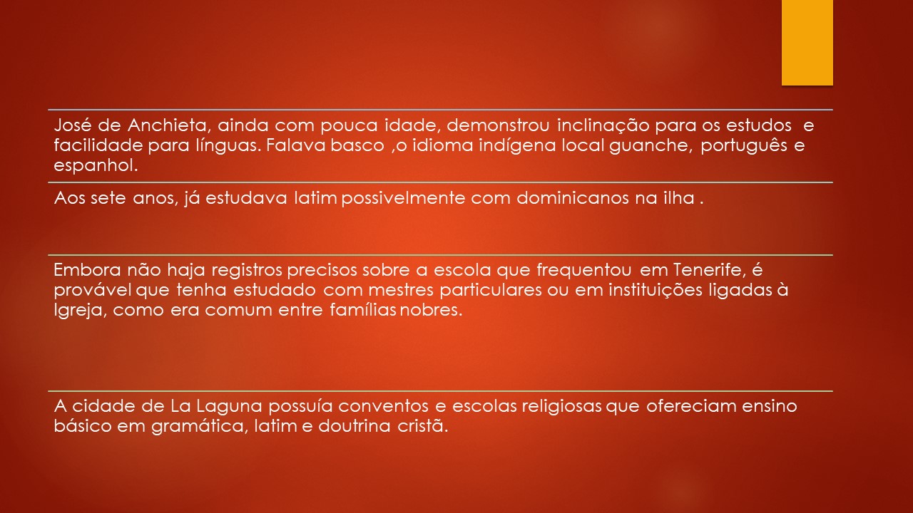 Slide 9 — Vida de São José de Anchieta