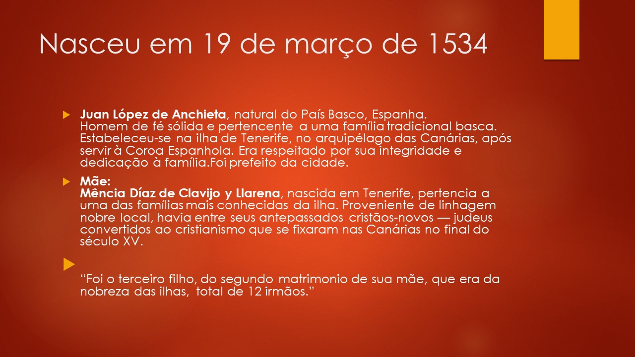 Slide 4 — Vida de São José de Anchieta