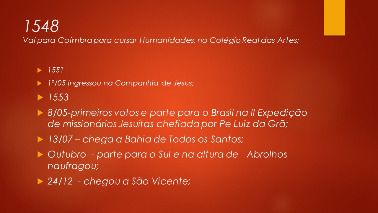 Slide 23 — Vida de São José de Anchieta