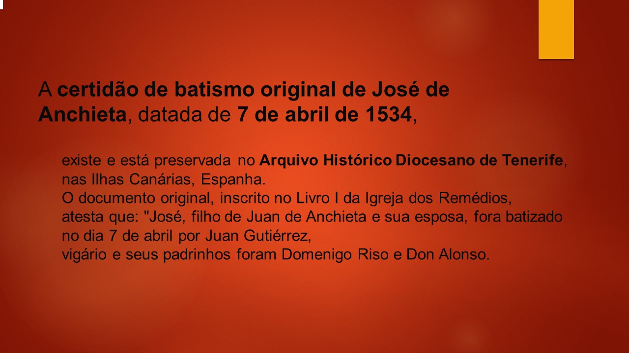 Slide 7 — Vida de São José de Anchieta